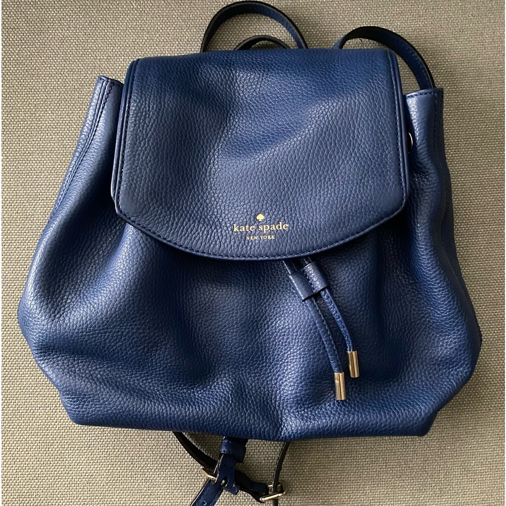 kate spade Navy Pebbled Leather Drawstring Backpack